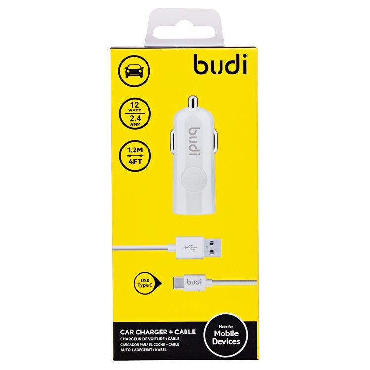 Charger car budi 12w with type-c white m8j062t