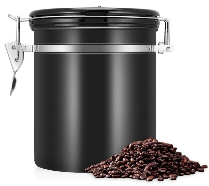 Coffee stainless steel container jar 1400ml black