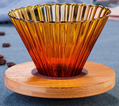 Coffee glass dripper wood ring v60 02 brown