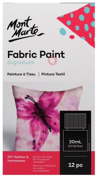 Mont marte fabric paint set 12pc x 20ml pmhs0076