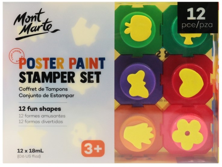 Mont marte poster paint stamper set 12pc x 18ml pmkc0034