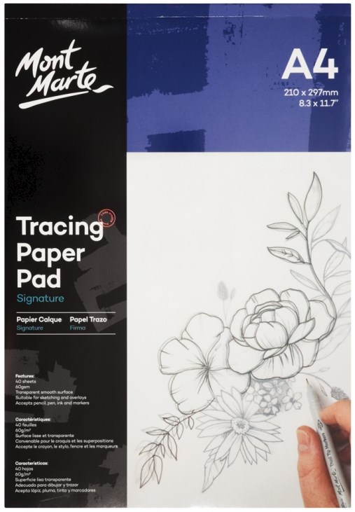 Mont marte tracing paper pad 60gsm 40 sheet a4 msb0017