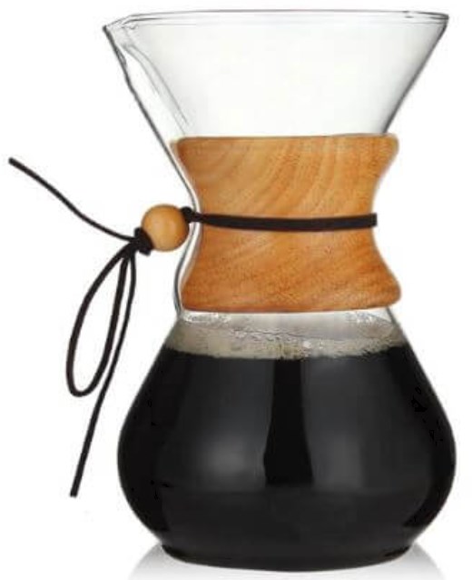 Coffee glass drip pot wood neck 800ml