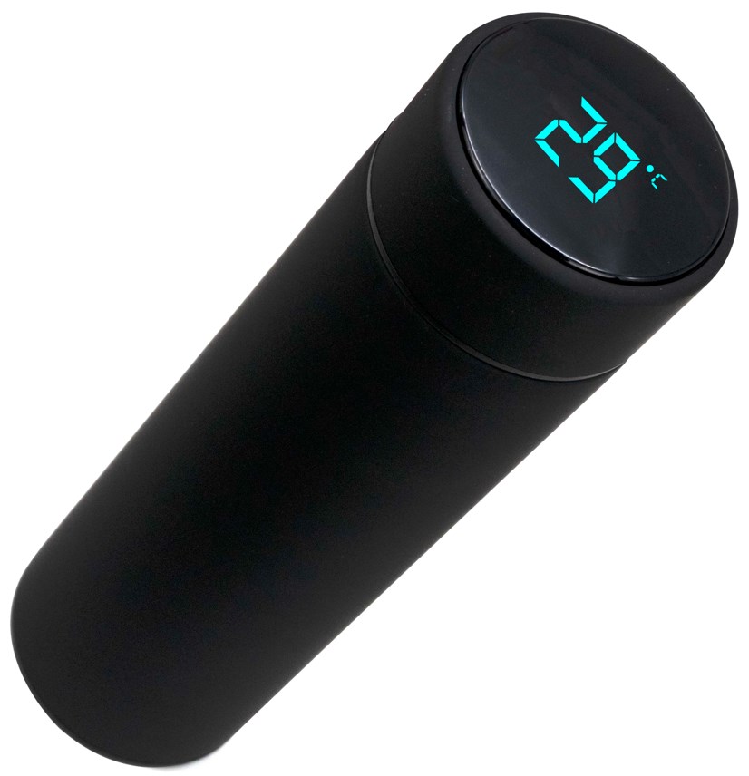 Coffee container with thermometer lid black