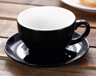 Coffee ceramic cup w/plate 150ml black