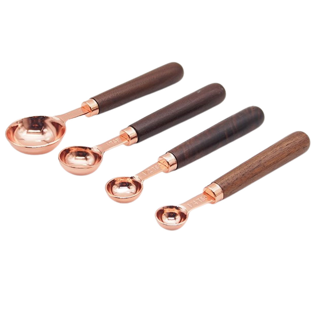 Kitchen mesure spoons set 4pcs wood handle