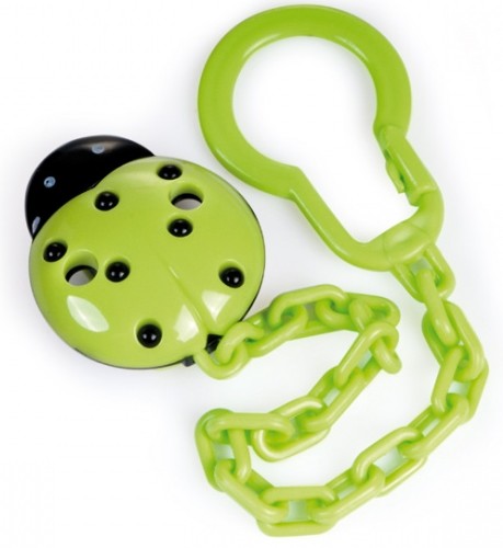 Cute toddler baby ladybug dummy pacifier clip chain holder soother nipple green