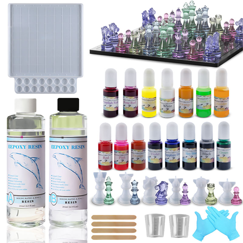 Chess set with resin and silicone molds 8 in 1 -AR010238