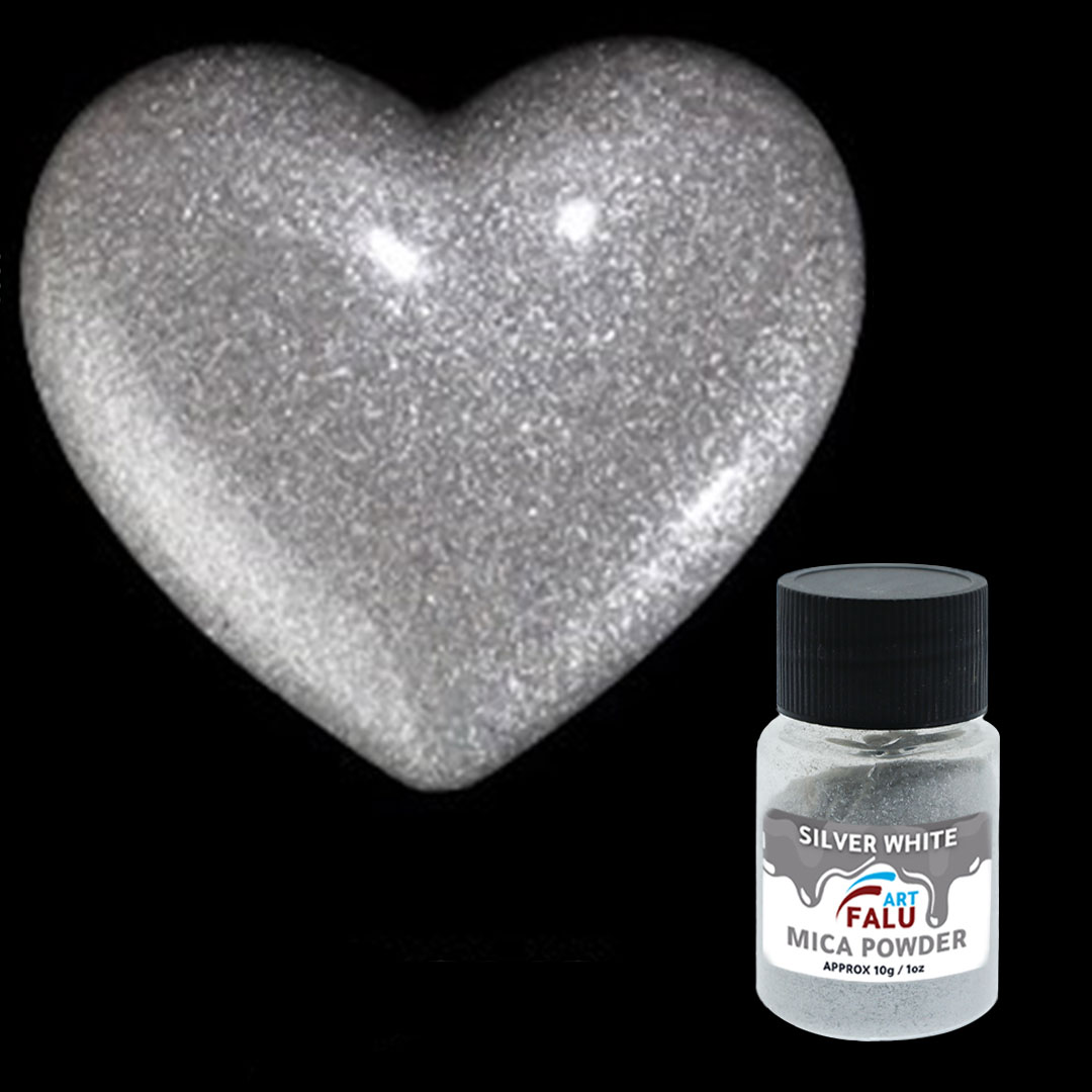 Falu Art Mica powder 10G for resin and candle and soap - SILVER WHITE