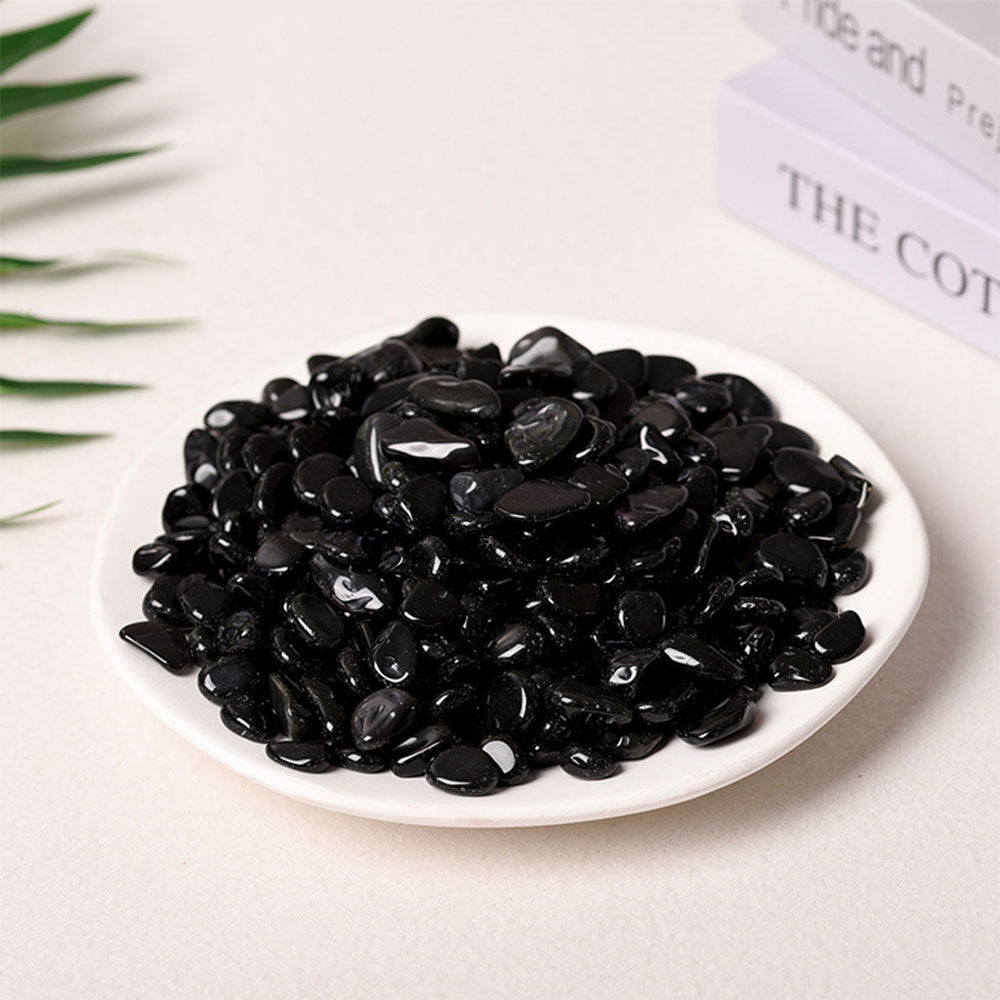 Polished natural stones Obsidian (9-12mm) 100g-AR010346