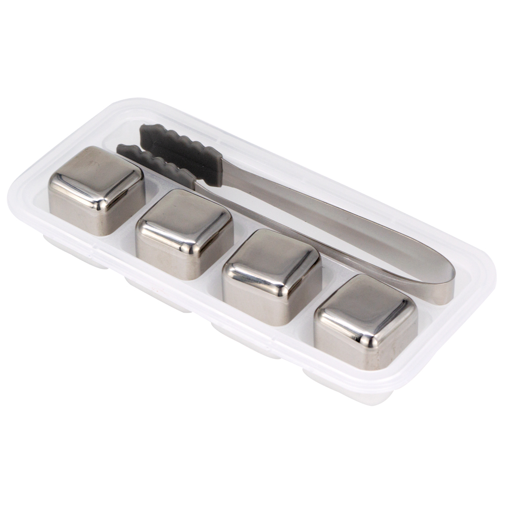 Stainless steel ice cubes with tweezer