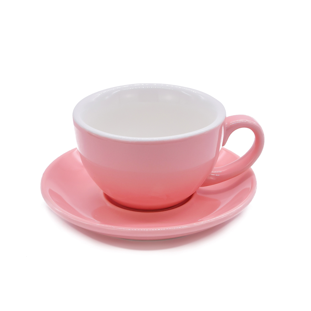 Coffee cup with plate 240ml pink