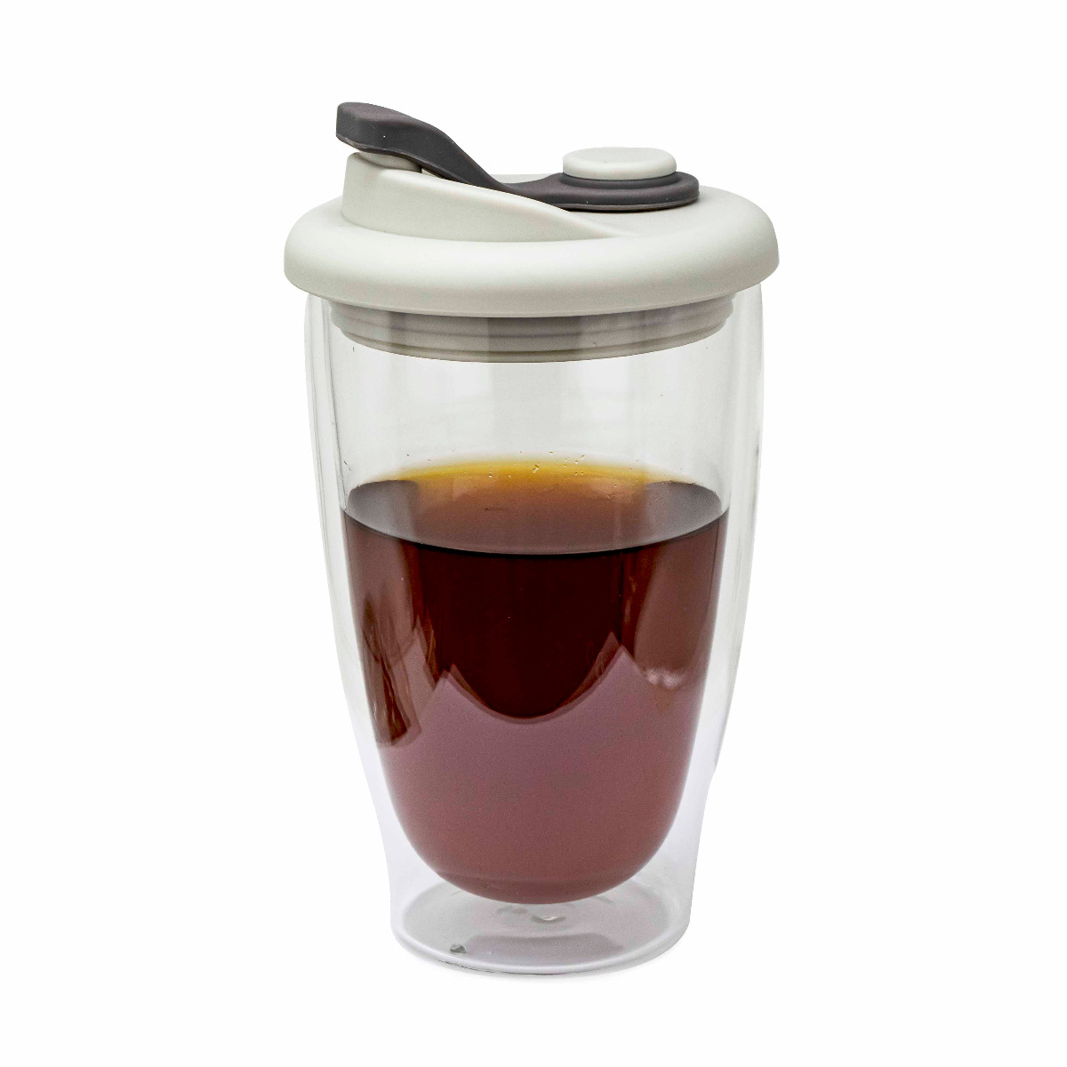 Coffee vaccum glass thermo cup 450ml gray