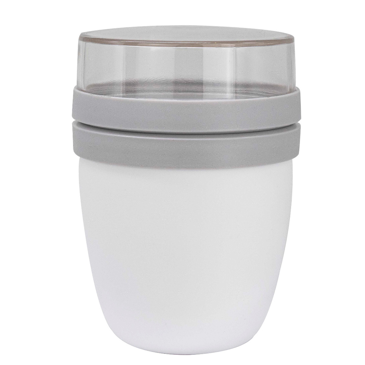 Dual level food container for travel white