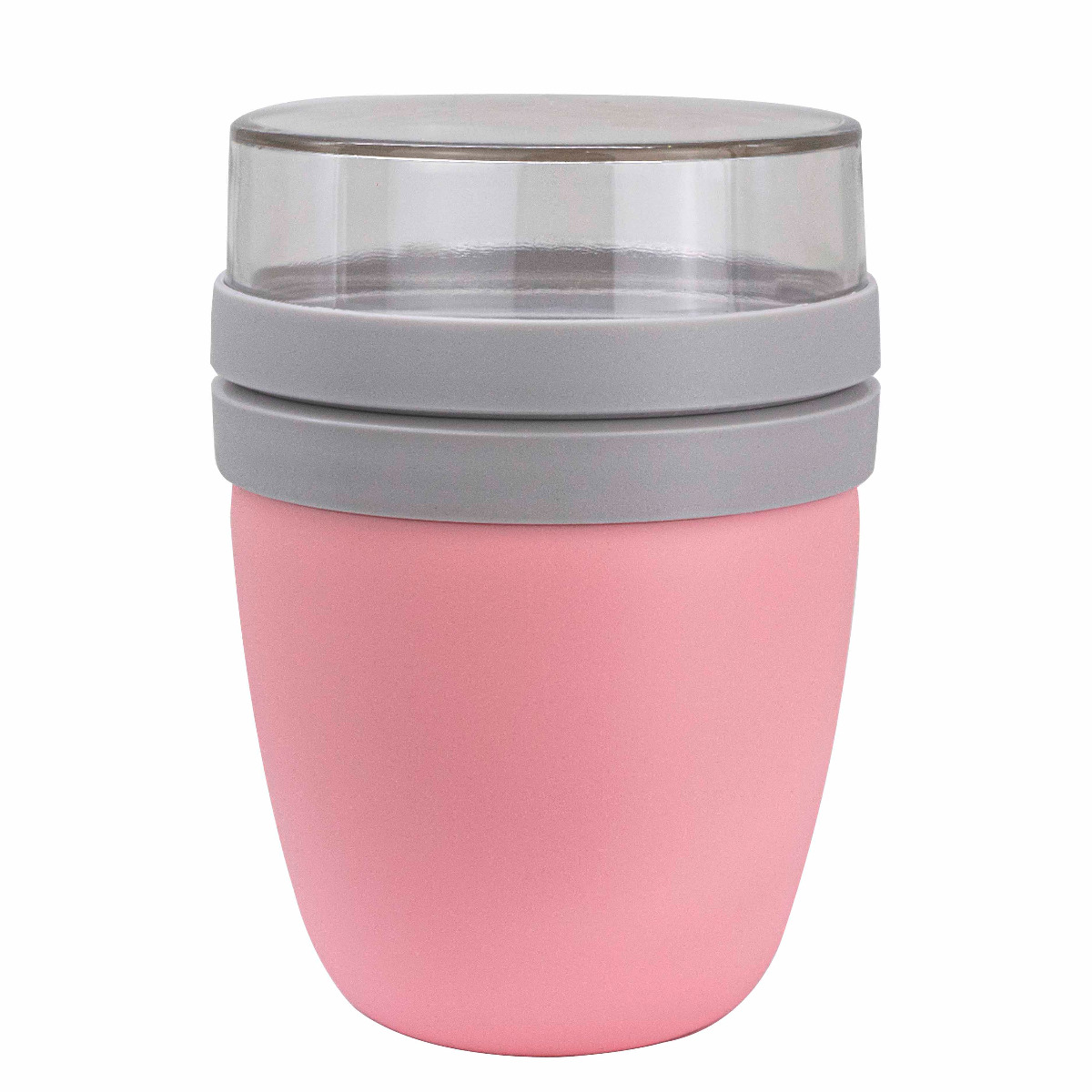 Dual level food container for travel pink