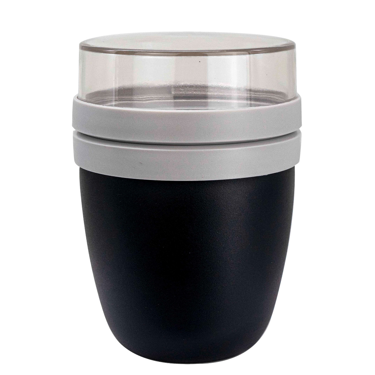 Dual level food container for travel black