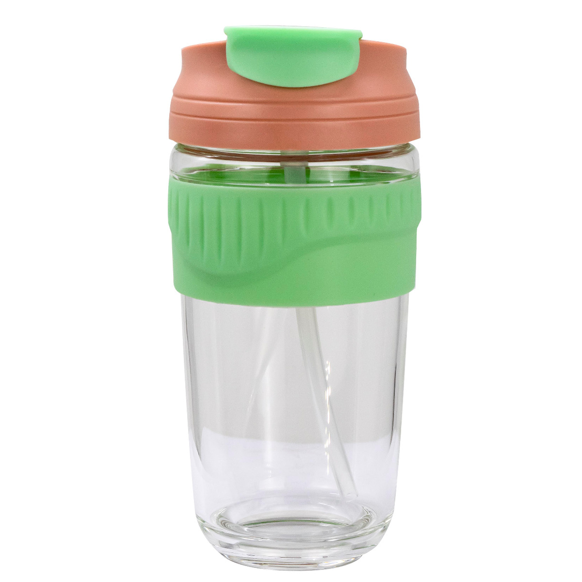 Coffee glass cup rubber holder e-371 550ml green