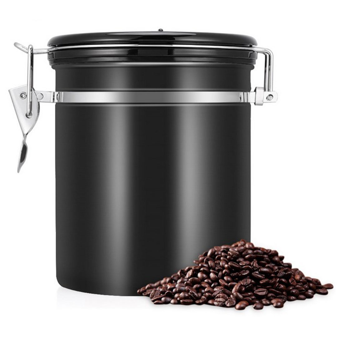 Coffee stainless steel container jar 1400ml black