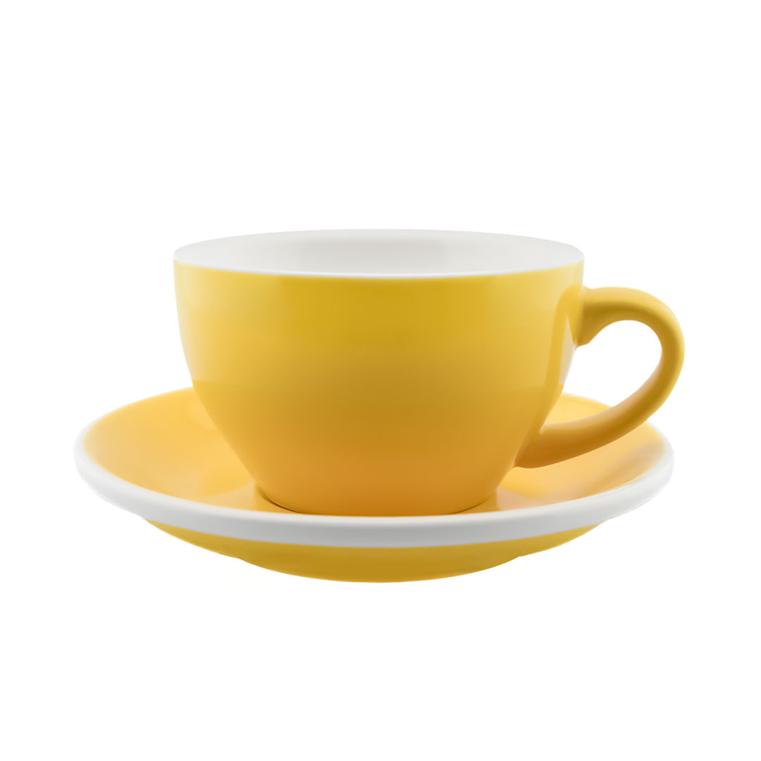 Coffee ceramic cup w/plate 150ml yellow