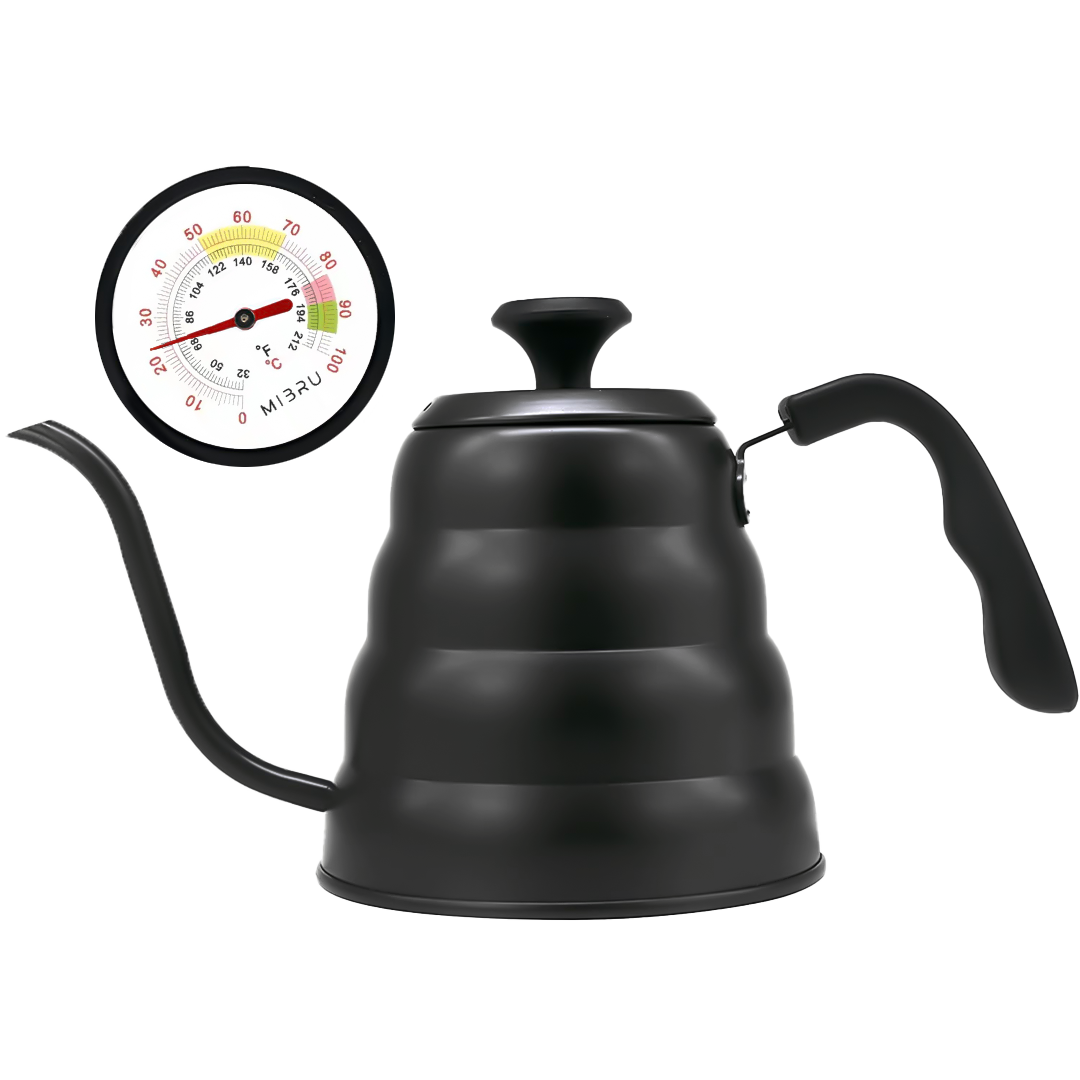 Coffee drip pot w/ thermometer lid 1200ml black-KR011341