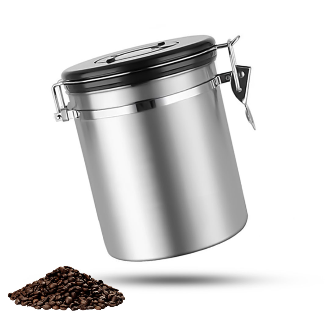Coffee stainless steel container jar 1000ml silver