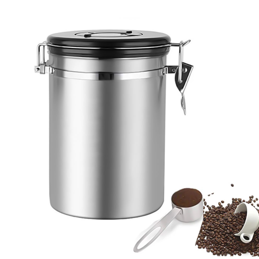 Coffee stainless steel container jar 1400ml silver