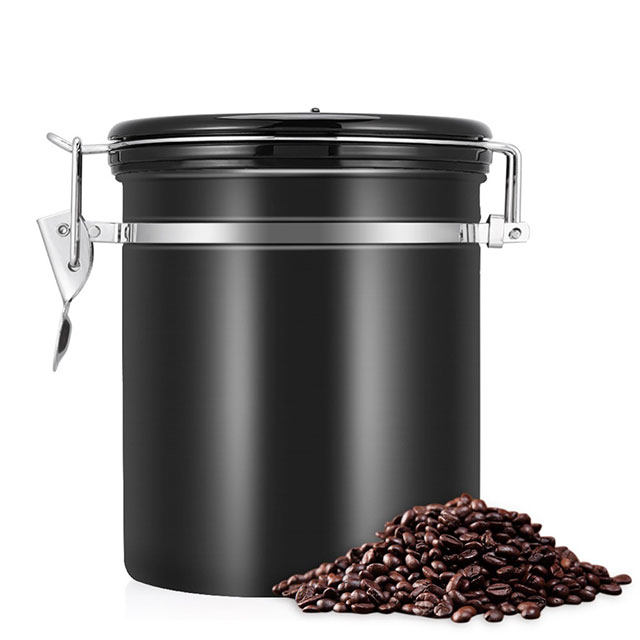 Coffee stainless steel container jar 1000ml black