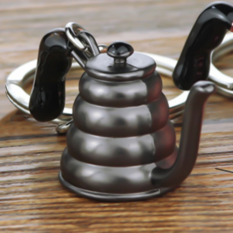 Coffee keychain drip pot black