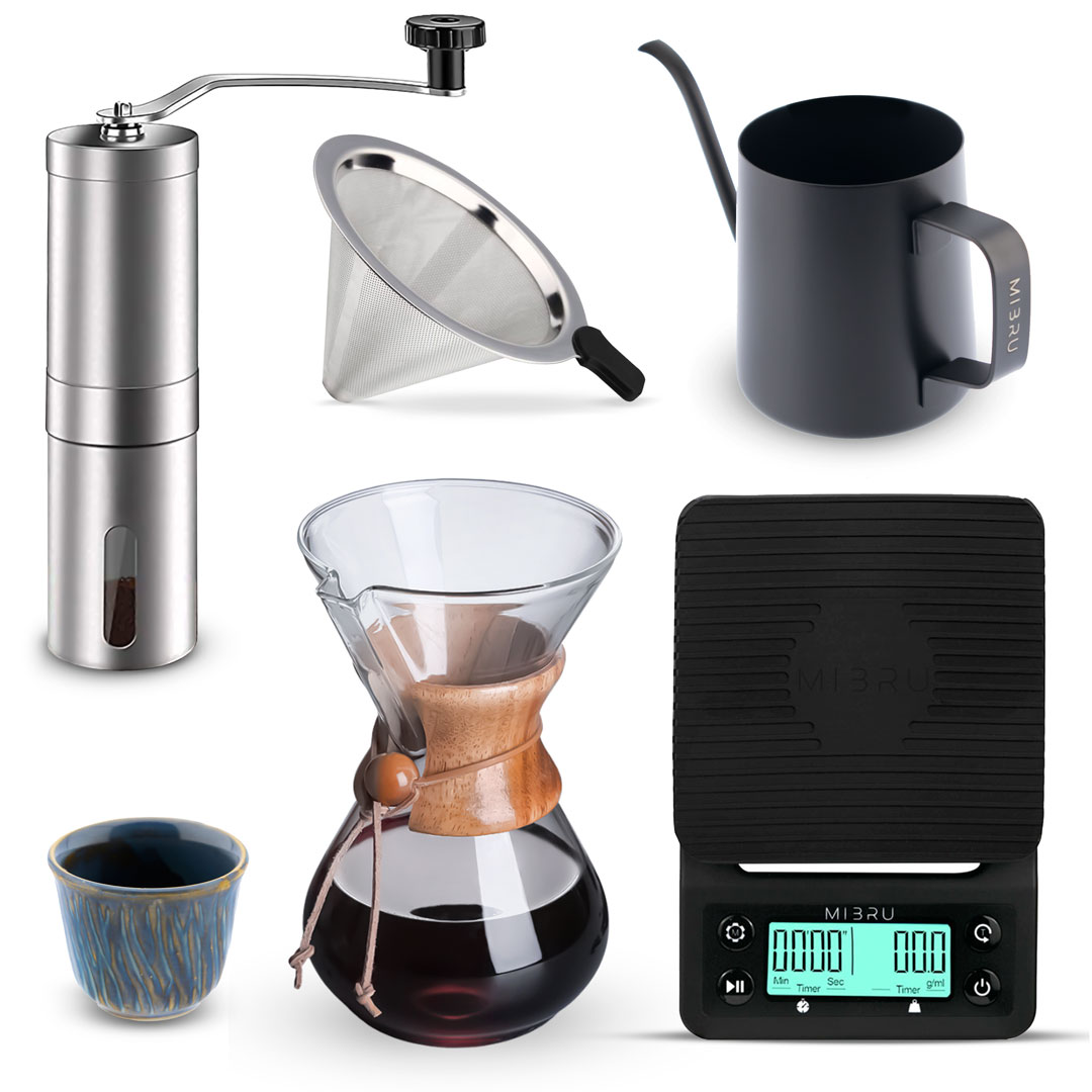 COFFEE DRIP SET WITH GRINDER 6 IN 1