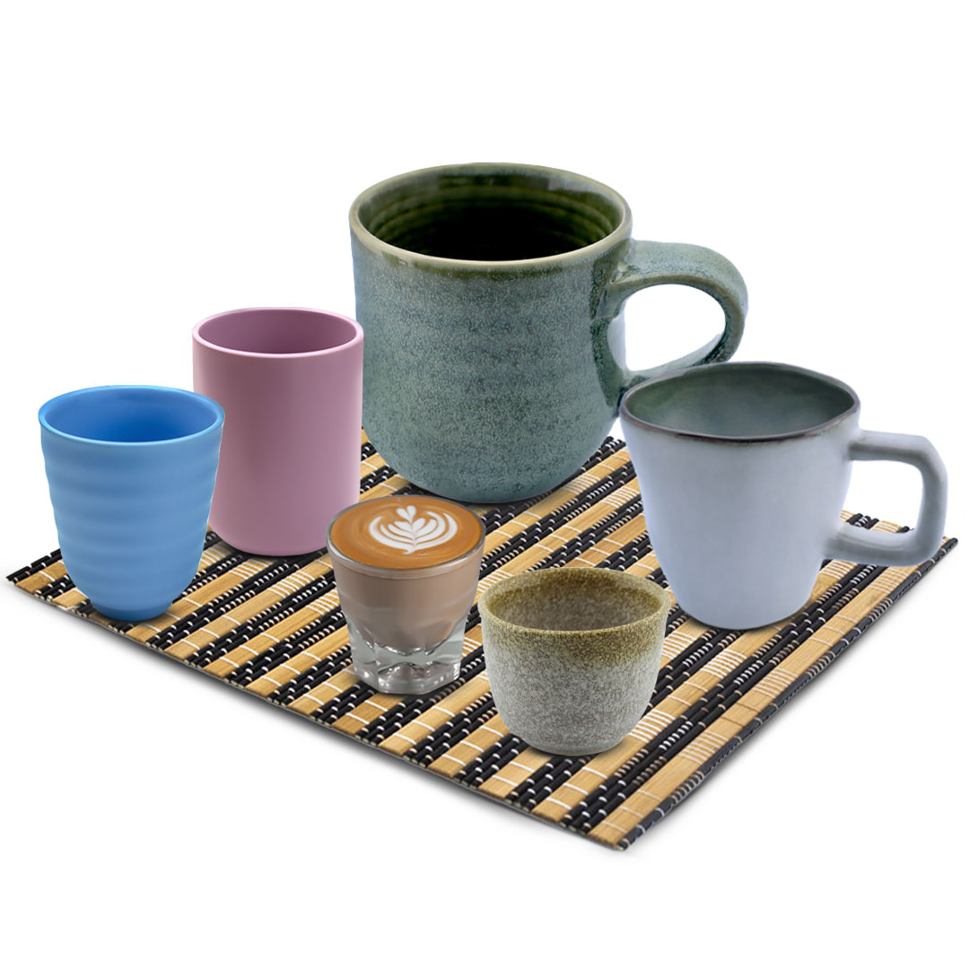 Set of 6 cups with mat-KR012307