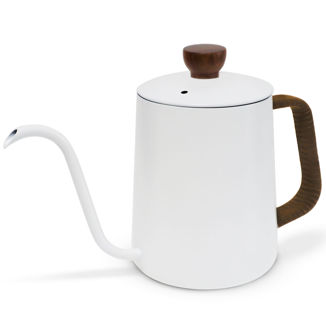 Coffee dripping pot leather handle 600ml white