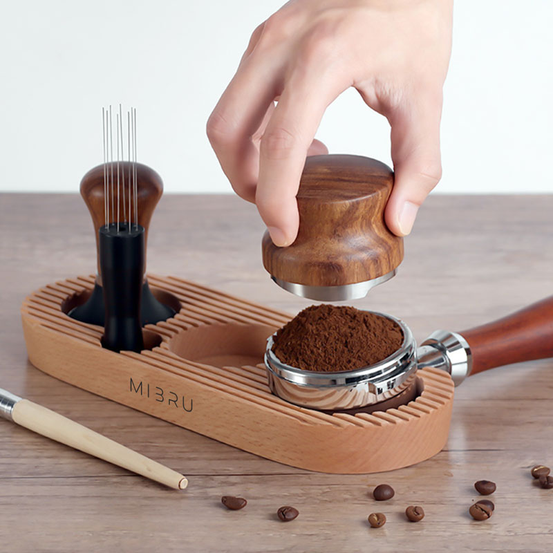 Coffee wooden slim tamping and accessories base 51mm 53mm 54mm-KR012410