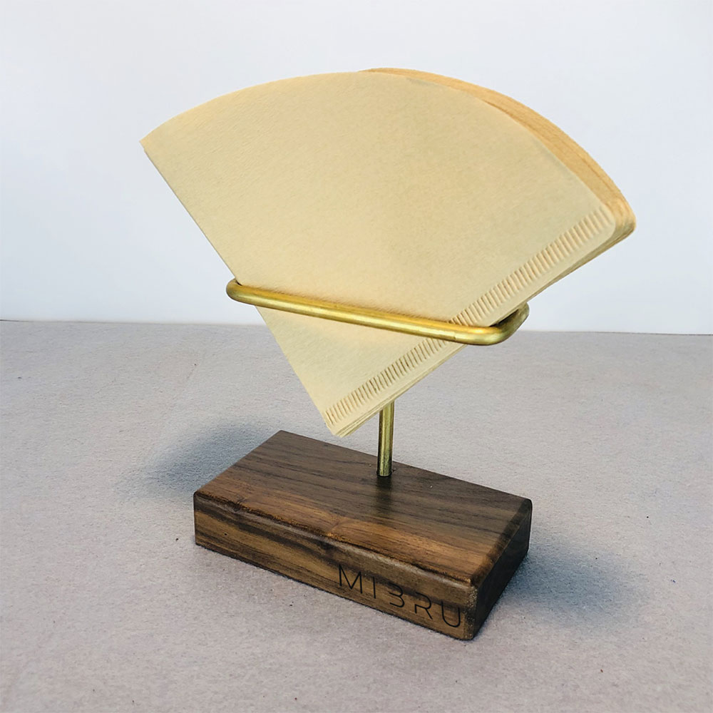 حامل فلاتر قهوة ورقية خشبي ذهبي cd-22-KR012411