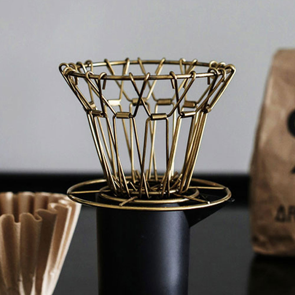 قمع تقطير قهوة معدني لون ذهبي قابل للطيcd-28-KR012414