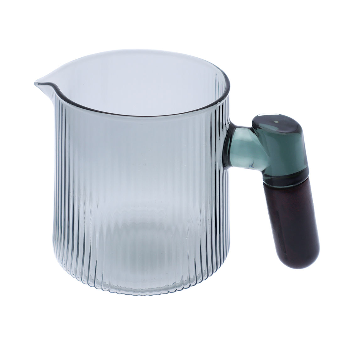 Coffee glass server jug wooden handle smoke black 400 ML-KR012529