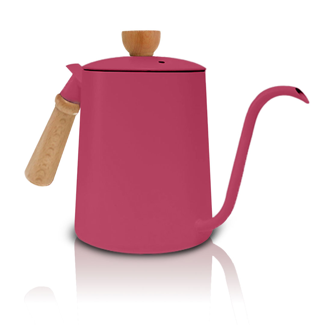 ابريق تقطير احترافي بيد خشبية و مؤشر داخلي من ميبرو 600مل لون زهري