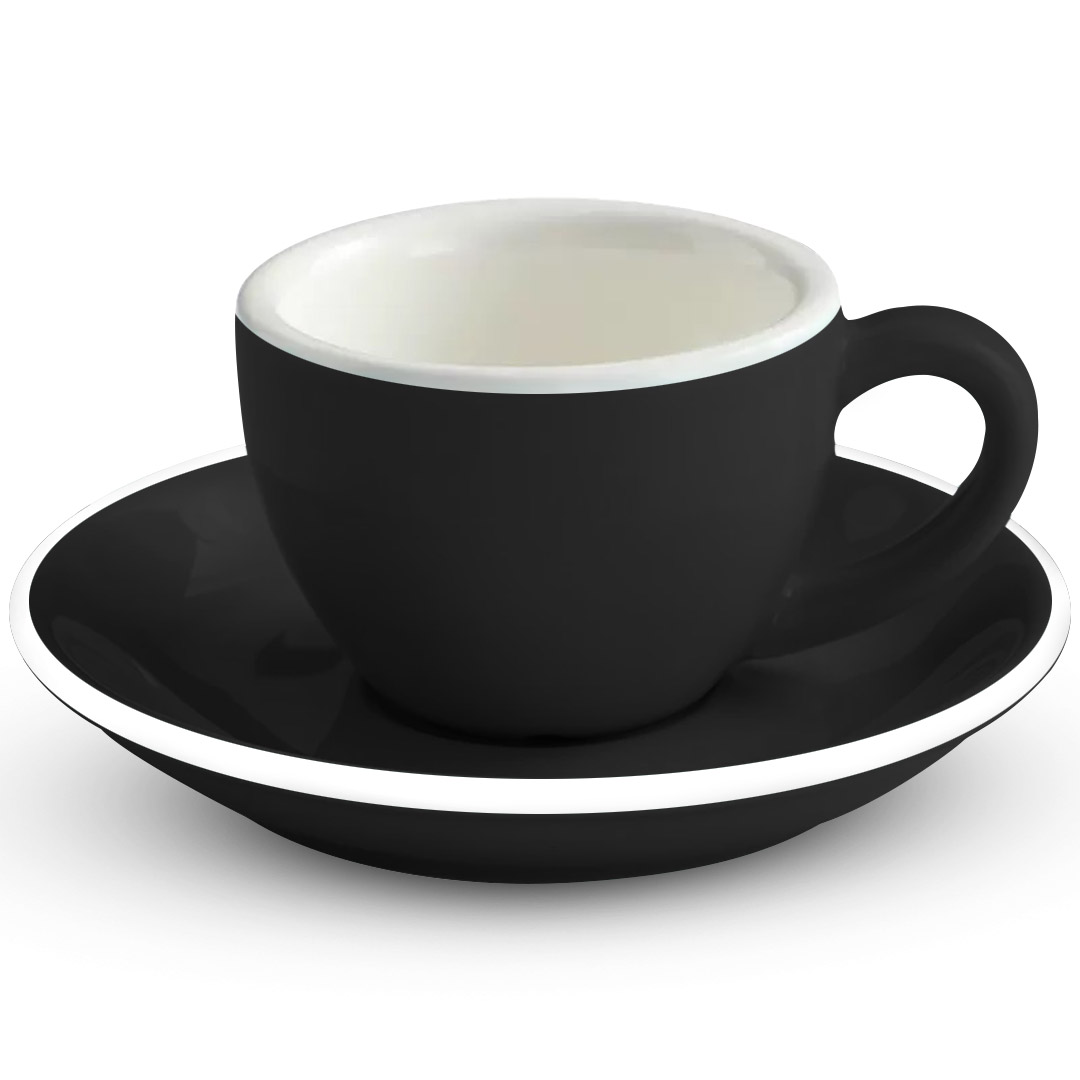 Coffee Espresso ceramic cup with plate 75ml matt black