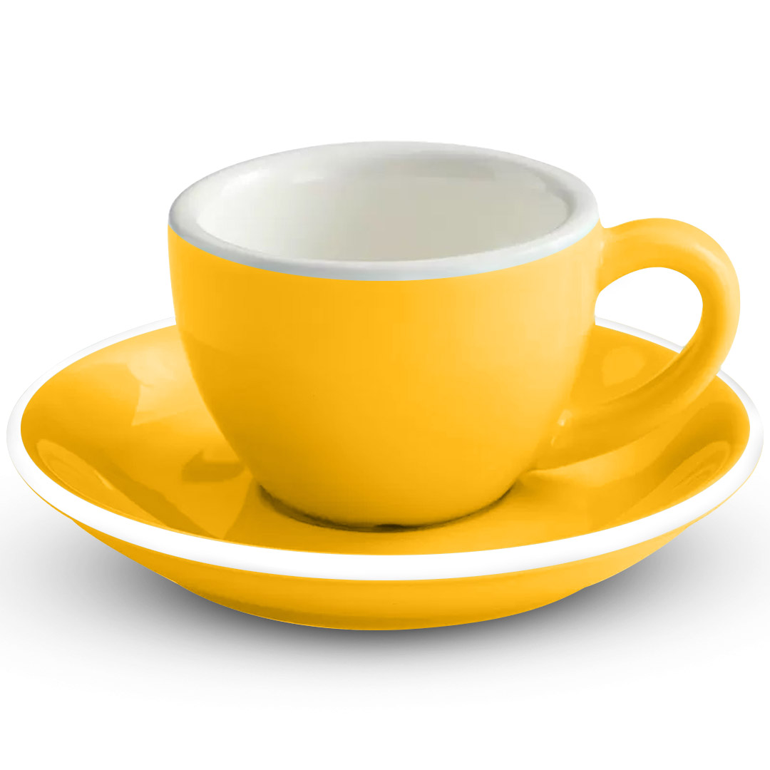 Coffee Espresso ceramic cup with plate 75ml yellow