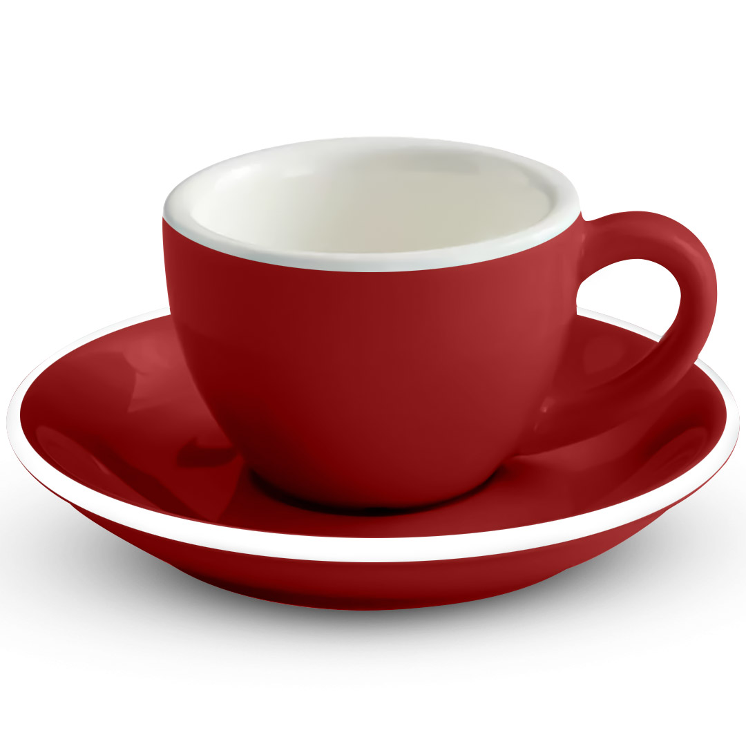 Coffee Espresso ceramic cup with plate 75ml red