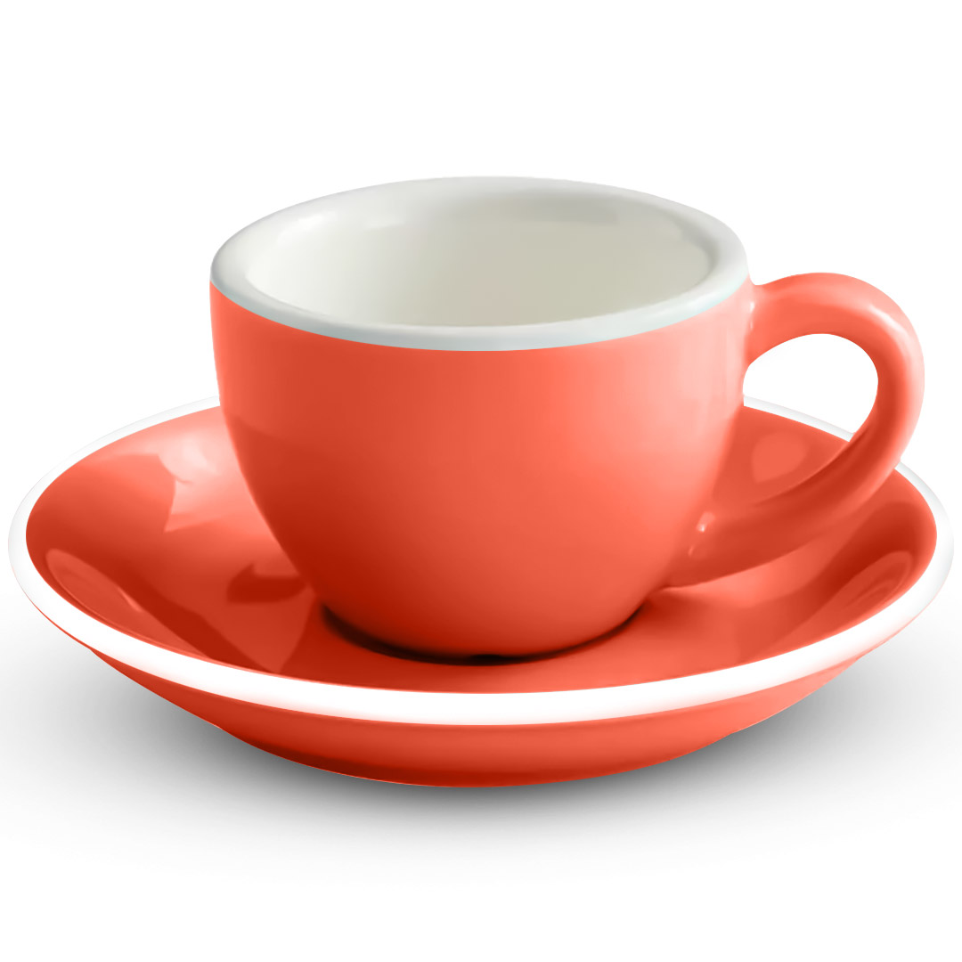 Coffee Espresso ceramic cup with plate 75ml orange