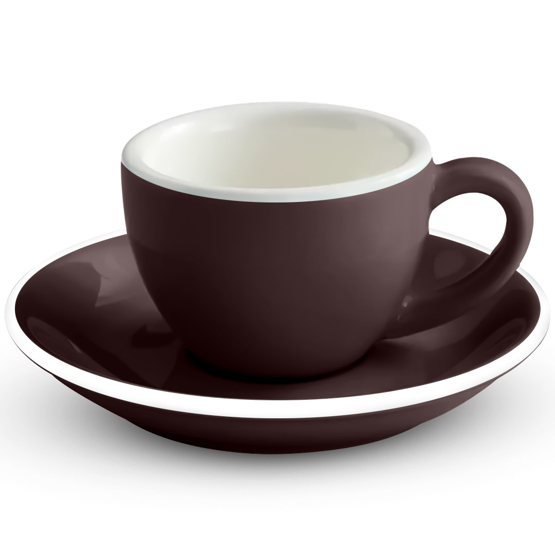 Coffee Espresso ceramic cup with plate 75ml matt brown