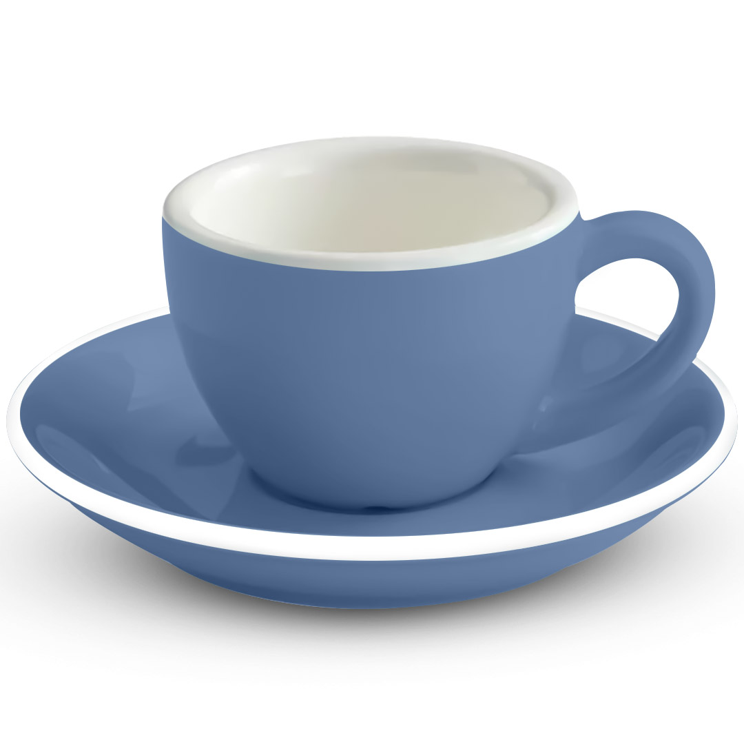 Coffee Espresso ceramic cup with plate 75ml matt blue