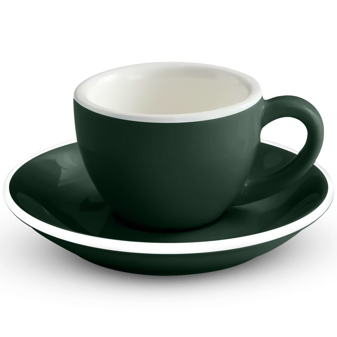 Coffee Espresso ceramic cup with plate 75ml matt green