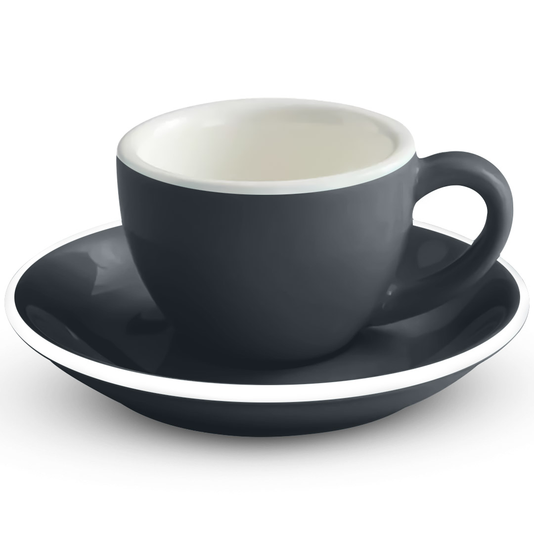 Coffee Espresso ceramic cup with plate 75ml gray