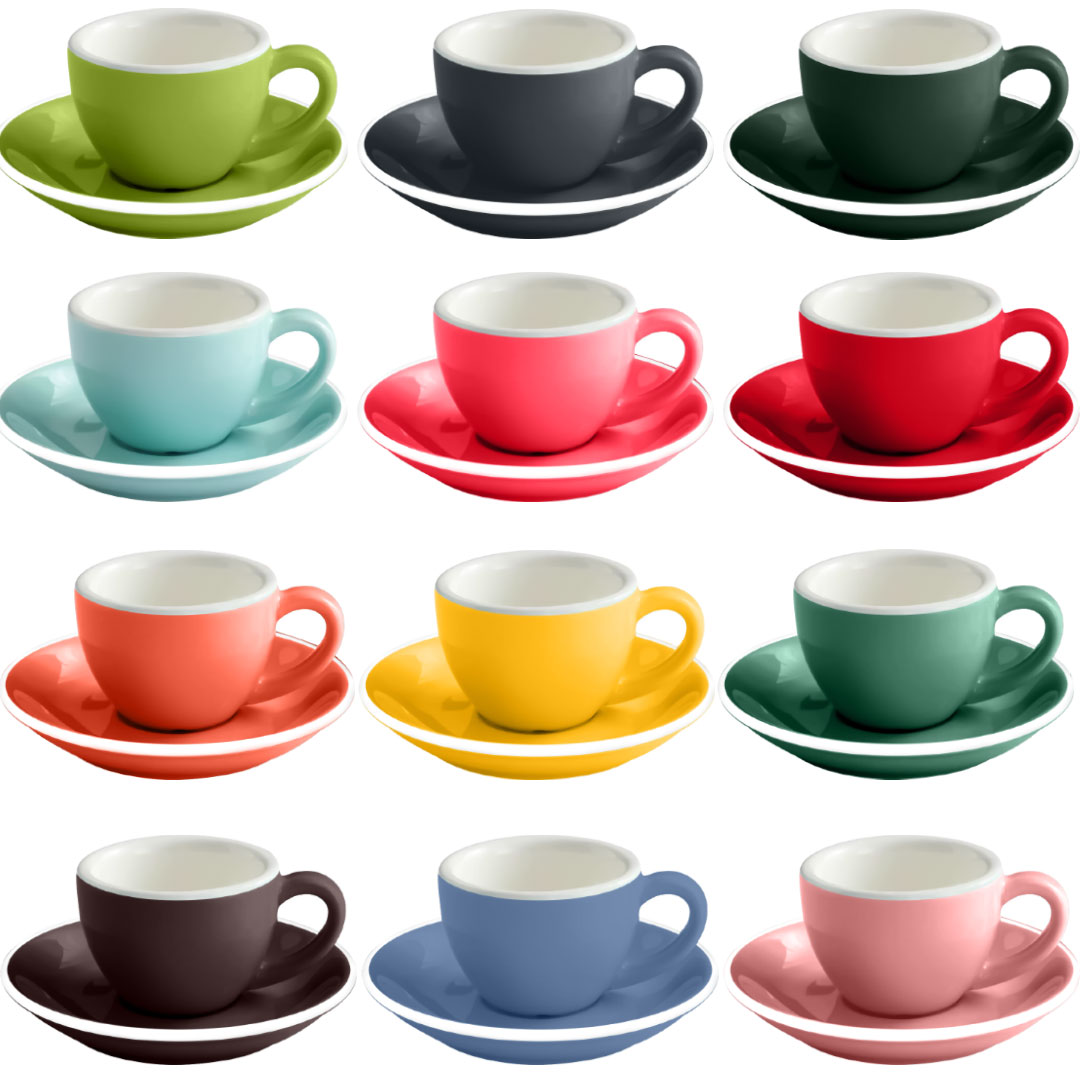 Coffee Espresso ceramic cup with plate 75ml multi-color