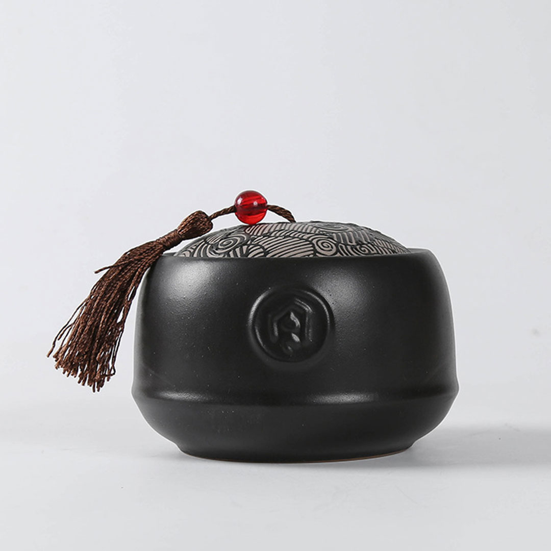 Coffee and tea ceramic container black G-1359