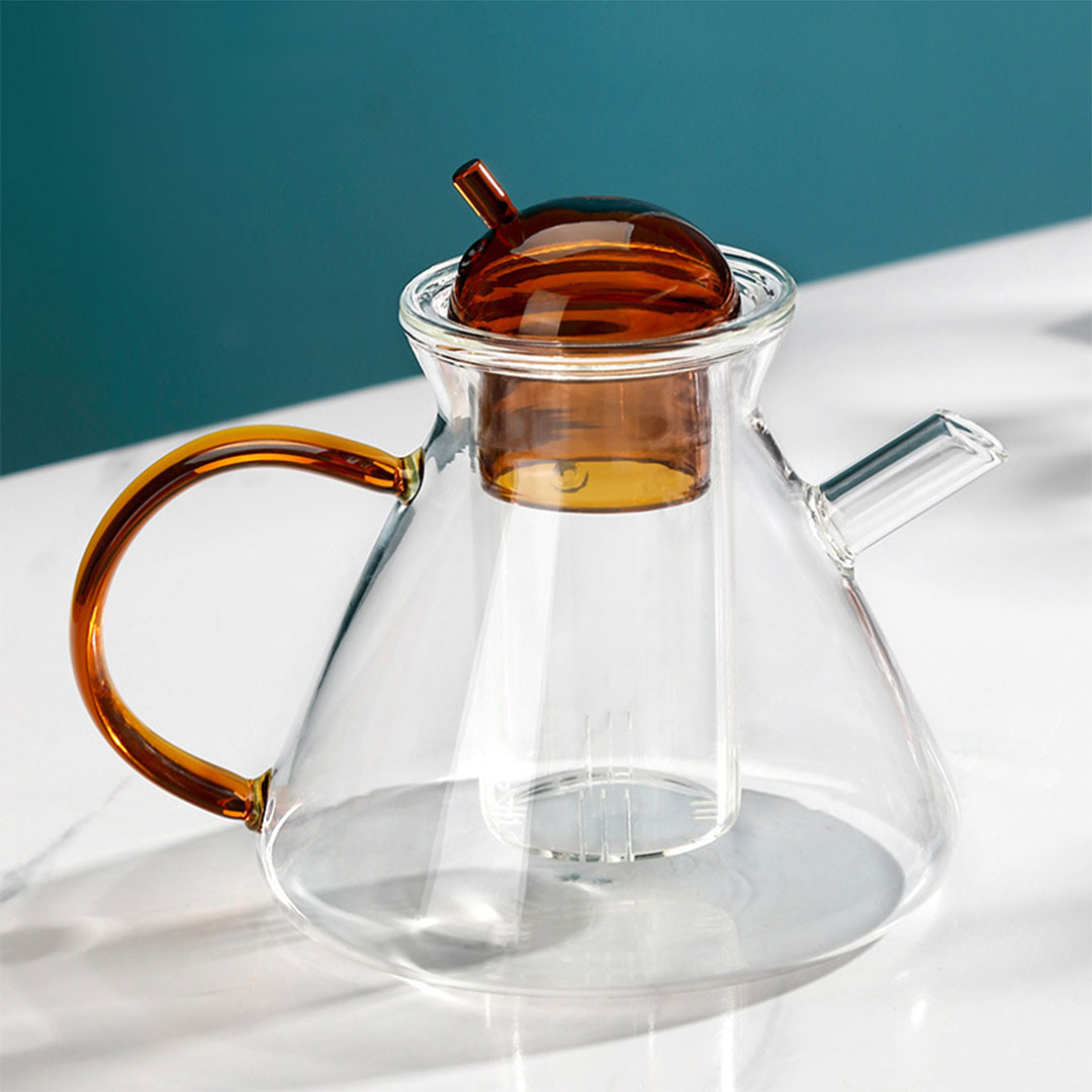 Tea and herbal glass jug 480ml orange G-1408
