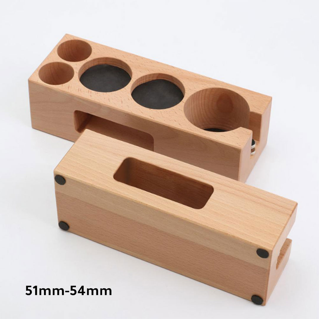 Coffee wooden tamping base and accessories holder 51mm-54mm