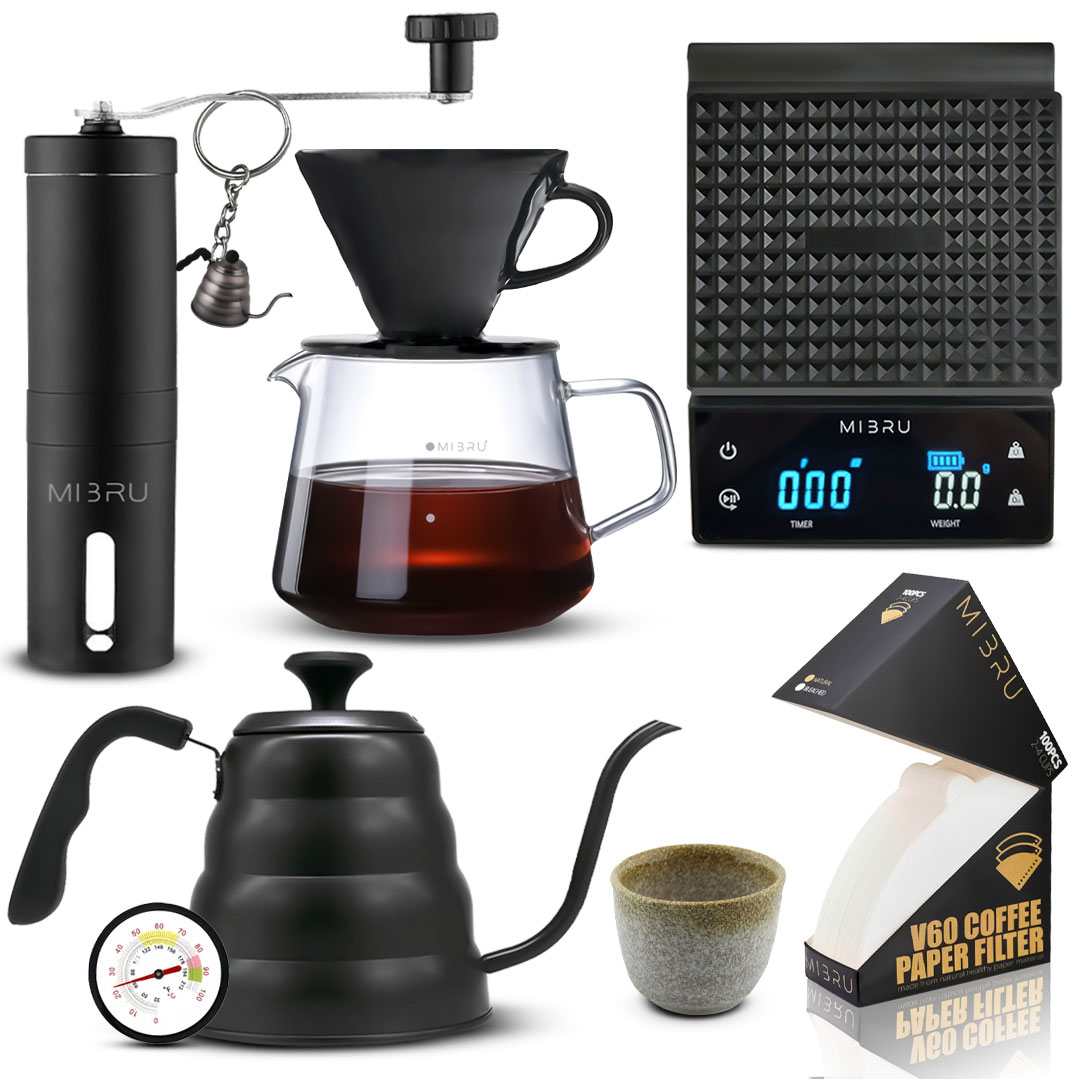 DRIP COFFEE MAKER SET 8 IN 1 with keychain BLACK 