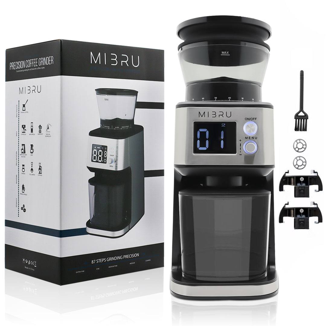 Coffee beans electric grinder with blow up and espresso mode mibru